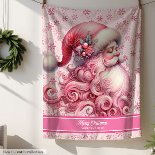 Watercolor Pinkmas Santa Name Blanket for Girls