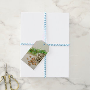 Watercolor Pinõn Nuts Pinecone New Mexico Gift Tags