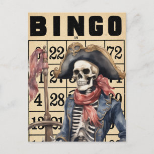 Watercolor Pirate on Vintage Bingo Card