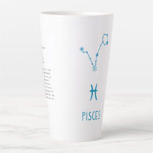 Watercolor Pisces Astrology Zodiac Sign   Monogram Latte Mug
