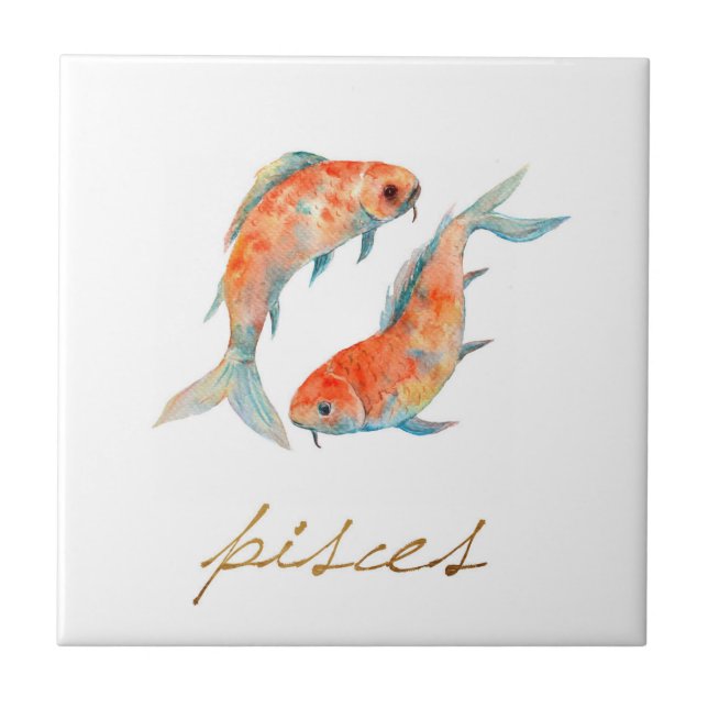 Watercolor Pisces Fish Tile (Front)