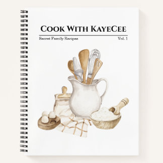 Watercolor Pitcher and Kitchen Tools Recipe Notebook