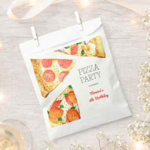 Watercolor pizza party birthday favour bags