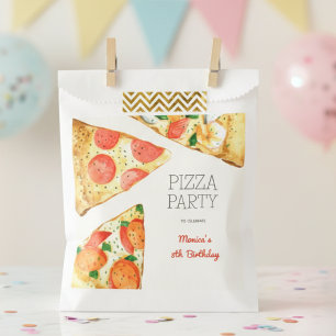 Watercolor pizza party birthday favour bags
