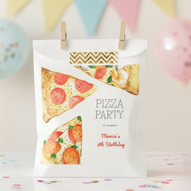 Watercolor pizza party birthday favour bags (Creator Uploaded)