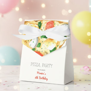 Watercolor pizza party birthday favour box