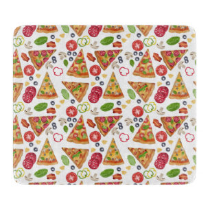 Watercolor Pizza Slices Pattern Cutting Board