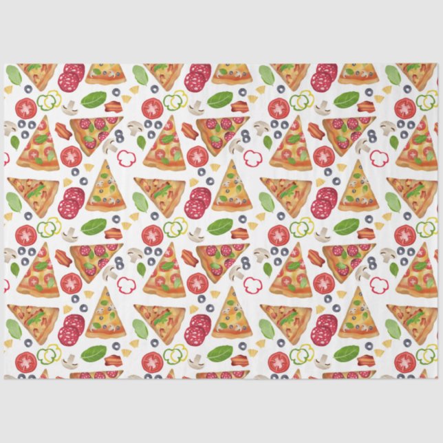 Watercolor Pizza Slices Pattern Tissue Paper (Front)