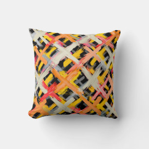 Watercolor plaid, bold, colourful, diagonal. cushion