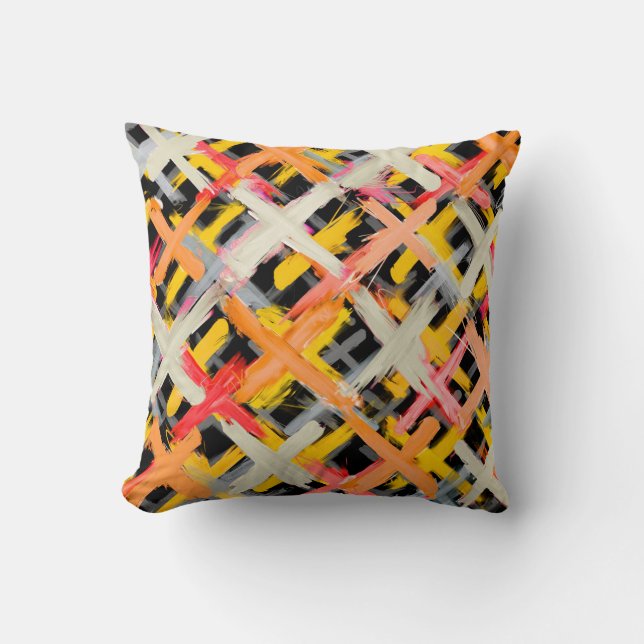 Watercolor plaid, bold, colourful, diagonal. cushion (Front)