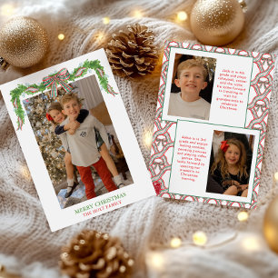 Watercolor Plaid Bow Garland Christmas Holiday Card