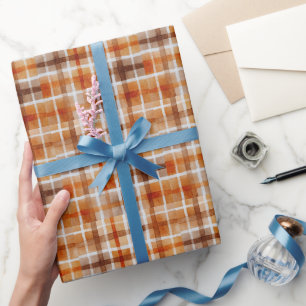Watercolor Plaid for Fall Business Packaging Wrapping Paper