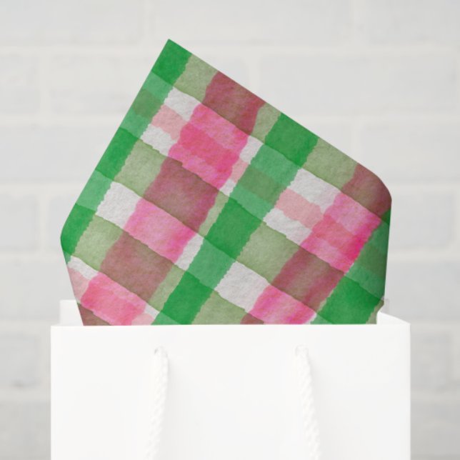 Watercolor Plaid Hand-Drawn Modern Rustic Preppy Tissue Paper (Gift Bag)