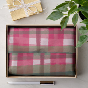Watercolor Plaid Hand-Drawn Modern Rustic Preppy Tissue Paper