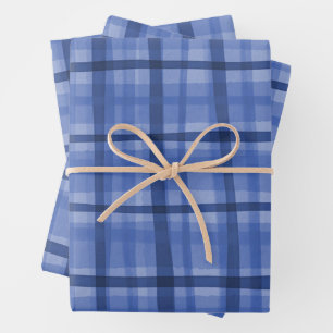 Watercolor Plaid Hand-Drawn Modern Rustic Preppy Wrapping Paper Sheet