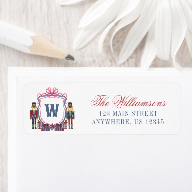 Watercolor Plaid Nutcracker Bear Monogram Crest (Insitu)