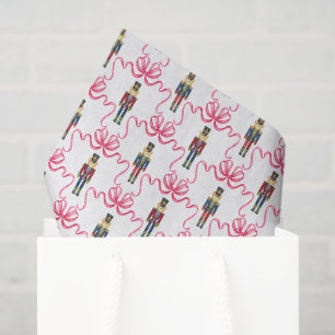 Watercolor Plaid Nutcracker Bear Monogram Crest Tissue Paper