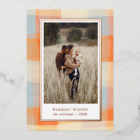 Watercolor Plaid | Orange Cream Blue Photo