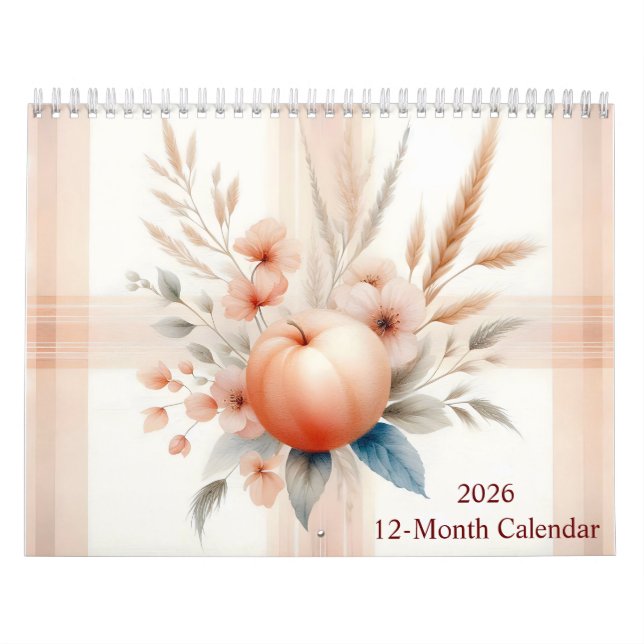 Watercolor Plaid Patterns and Flowers 2026 Calendar (Cover)
