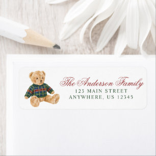 Watercolor Plaid Sweater Teddy Bear