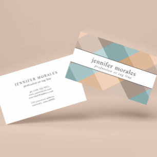 Watercolor Plaid  Teal Brown Tan Aqua  Business Card