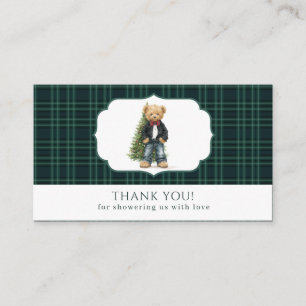 Watercolor Plaid teddy bear  baby shEnclosure Card