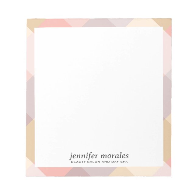 Watercolor Plaid warm palette monogram Notepad (Front)