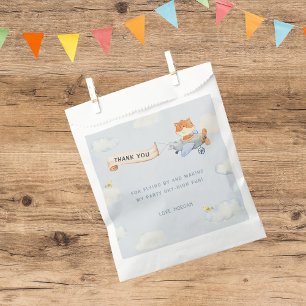 Watercolor Plane Cute Fox Birthday Party Favour Bags