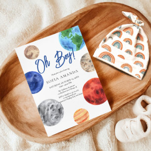 Watercolor Planet Baby Shower Invitation