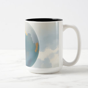 Watercolor Planet with Metallic Touches Two-Tone Coffee Mug