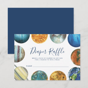 Watercolor Planets Baby Shower Diaper Raffle Invitation