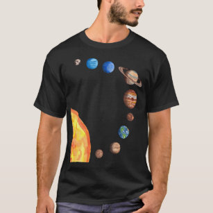 Watercolor Planets Sun Earth Mars Jupiter Saturn T-Shirt