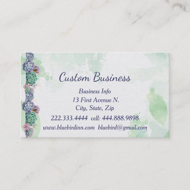 Watercolor Plant Nursery Houseplants Greenhouse Business Card (Front)