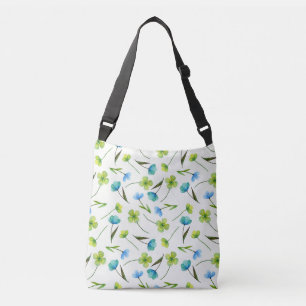 Watercolor Plants: Floral Seamless Pattern. Crossbody Bag