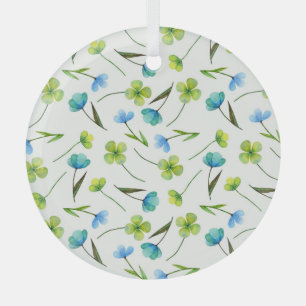 Watercolor Plants: Floral Seamless Pattern. Glass Tree Decoration