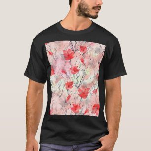 Watercolor Plants Herbs Flowers Pattern T-Shirt