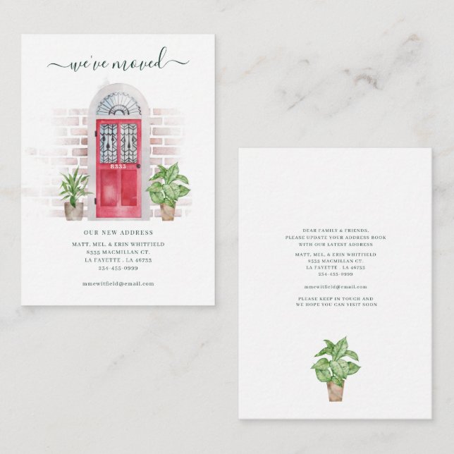 Watercolor Plants Moving Announcement (Front/Back)