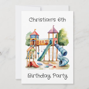 Watercolor Playground Park Kid's Birthday Party Invitation