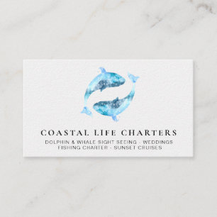 *~* Watercolor Playing Coastal Dolphins Sea Business Card