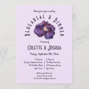Watercolor Plum Floral Rehearsal Dinner Invitation