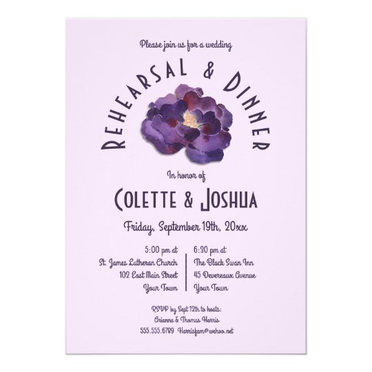 Watercolor Plum Floral Rehearsal Dinner Invitation