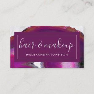 Watercolor Plum Purple Agate Geode Business Card