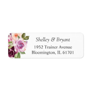Watercolor Plum Purple Lilac Floral Return Address