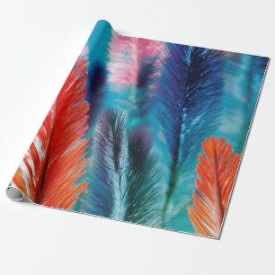 Watercolor Plumage: Soft Feather Patterns Wrapping Paper