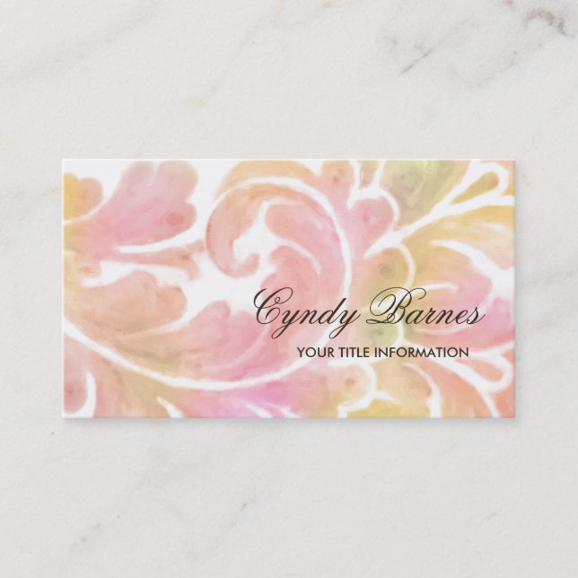 Watercolor Plume Business Card (Front)