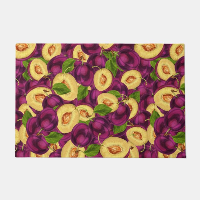 Watercolor Plums Doormat (Front)