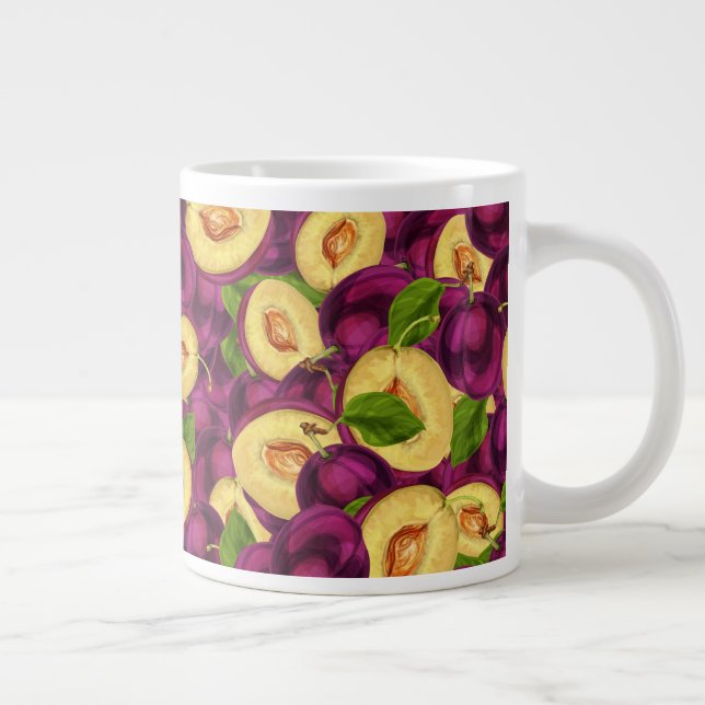 Watercolor Plums Large Coffee Mug (Right)