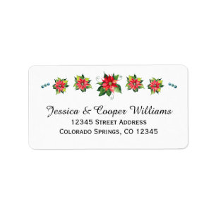 Watercolor Poinsettia - Address Label