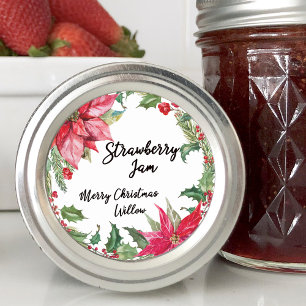 Watercolor Poinsettia Blank Classic Round Sticker