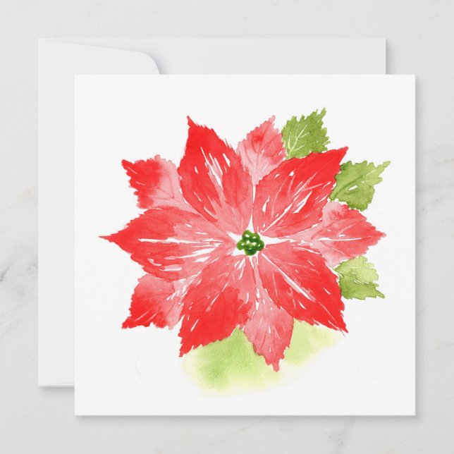 Watercolor Poinsettia Card (Front)